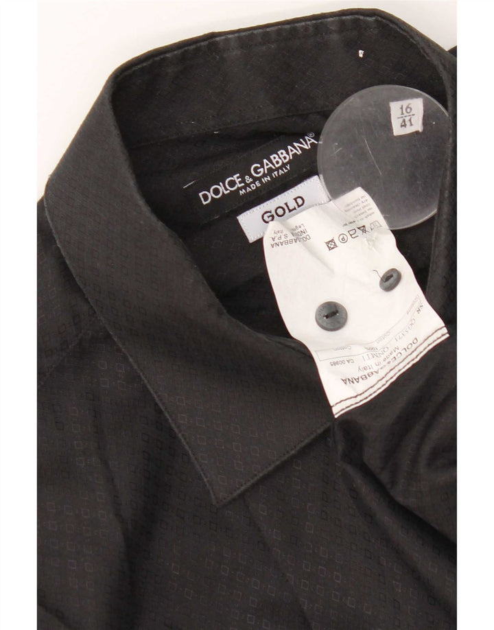 Cămașă pentru bărbați Dolce & Gabbana Mărimea 41 16 Mare Bumbac Geometric Negru