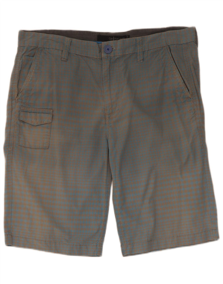 Pantaloni scurți cargo pentru bărbați Calvin Klein W33 Large Blue Gingham