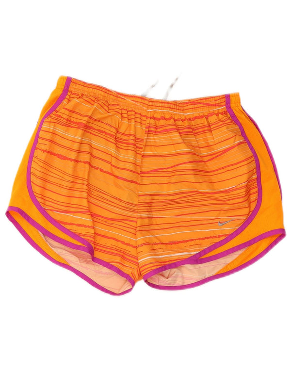 Pantaloni scurți sport Nike Dri Fit pentru femei UK 12 Medium Portocaliu cu dungi