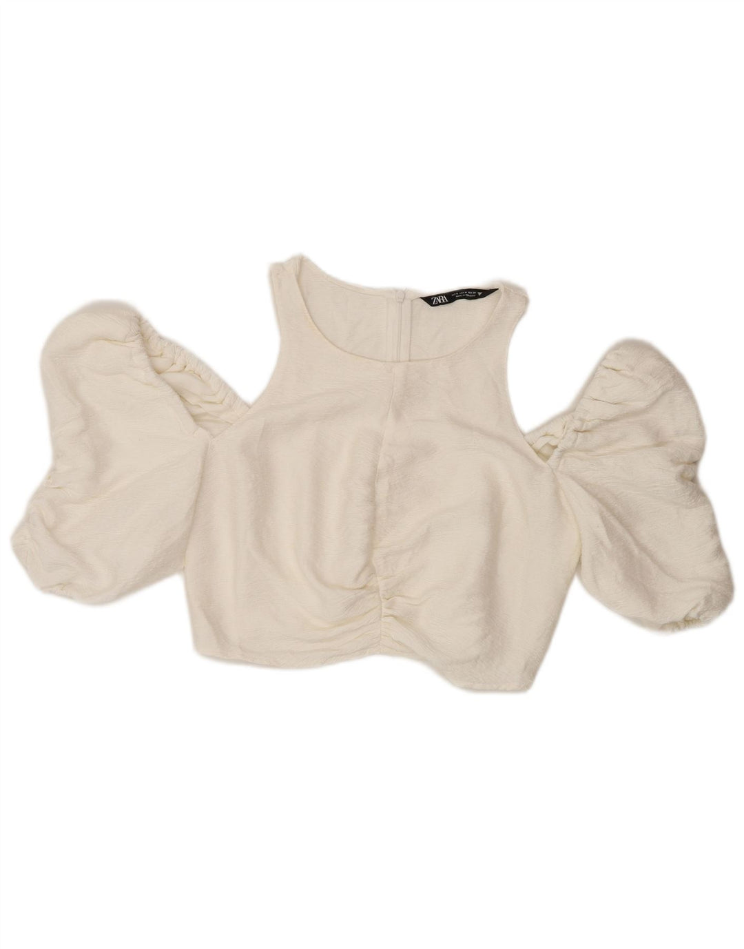 Top cu umăr decupat pentru femei Zara UK 12 Medium White