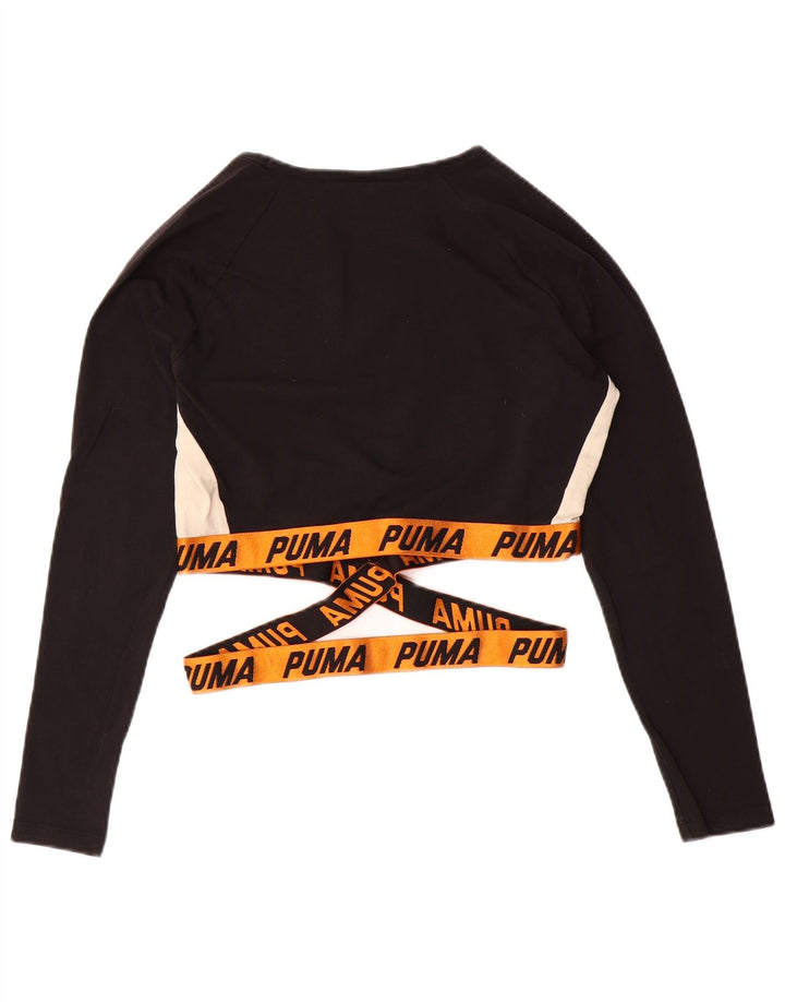Top crop grafic PUMA pentru femei cu mânecă lungă UK 16, mare, negru, colorblock
