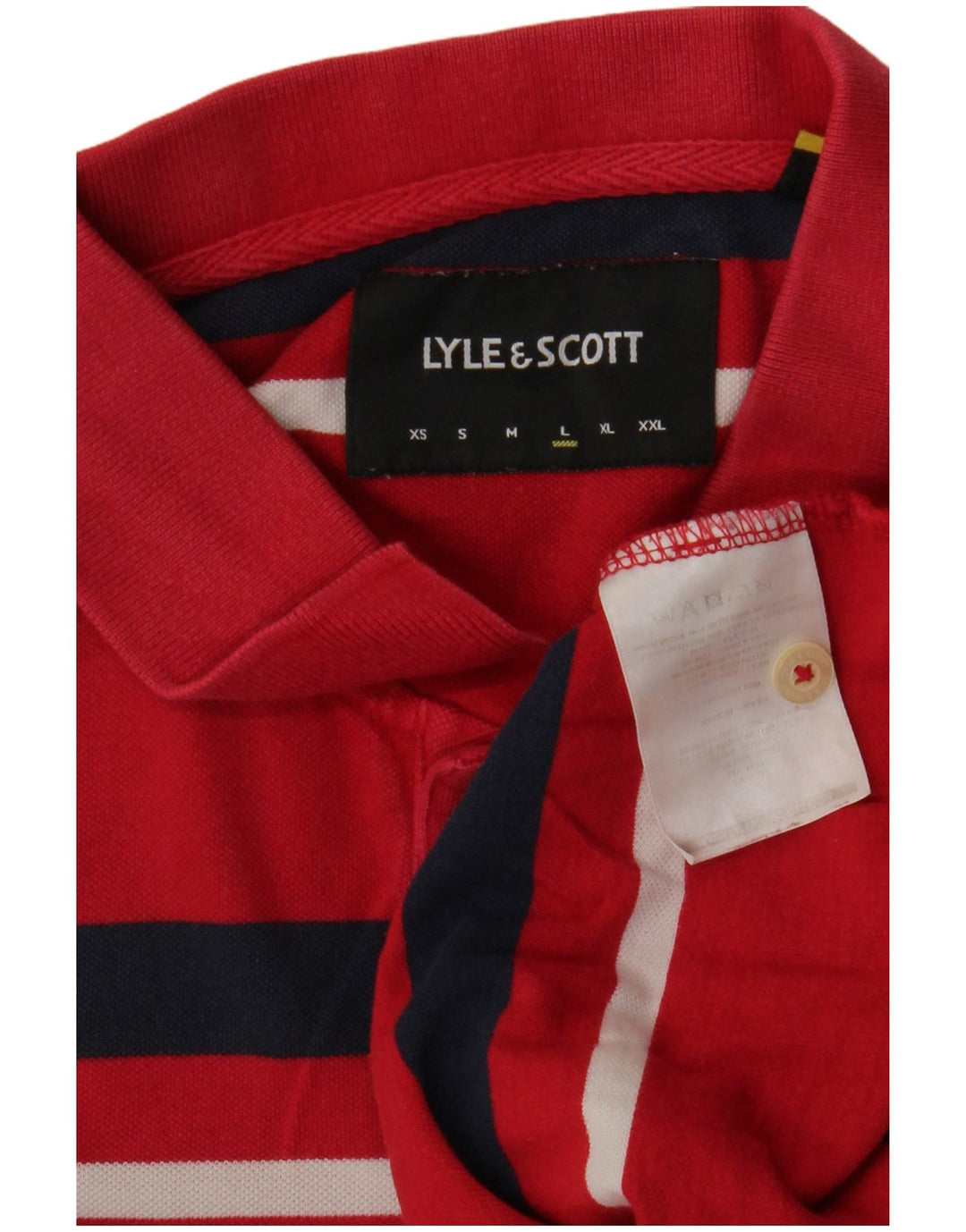 Tricou polo pentru bărbați Lyle & Scott, bumbac cu dungi roșii mari