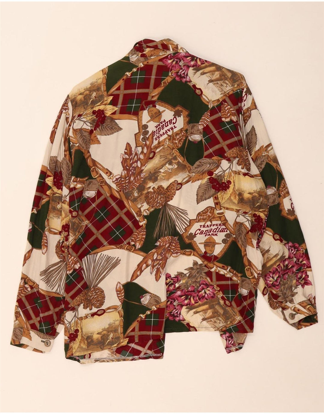 Bluză cămașă pentru femei VINTAGE cu model abstract, UK 18 XL, multicoloră