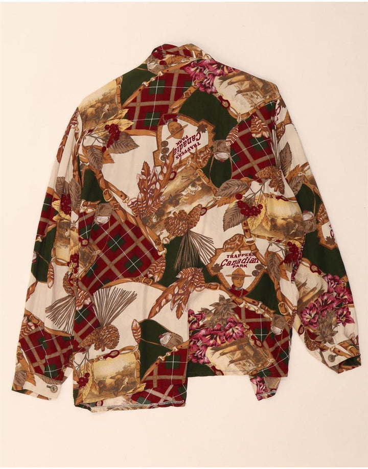 Bluză cămașă pentru femei VINTAGE cu model abstract, UK 18 XL, multicoloră