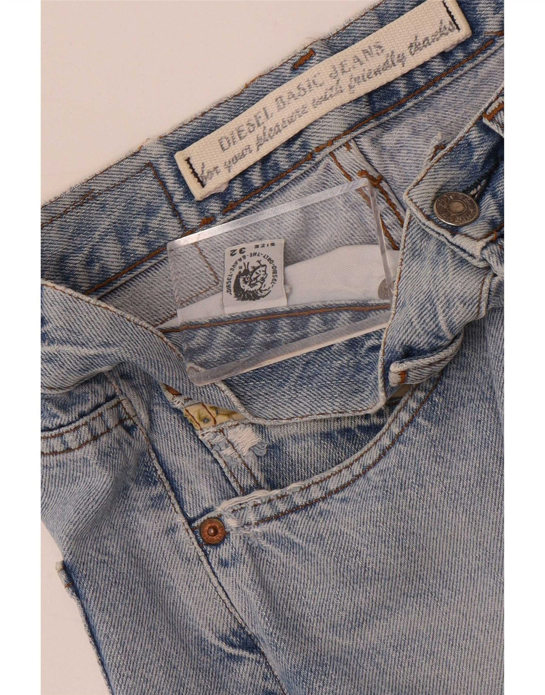Blugi Distressed drepte pentru bărbați Diesel W32 L32 Bumbac albastru
