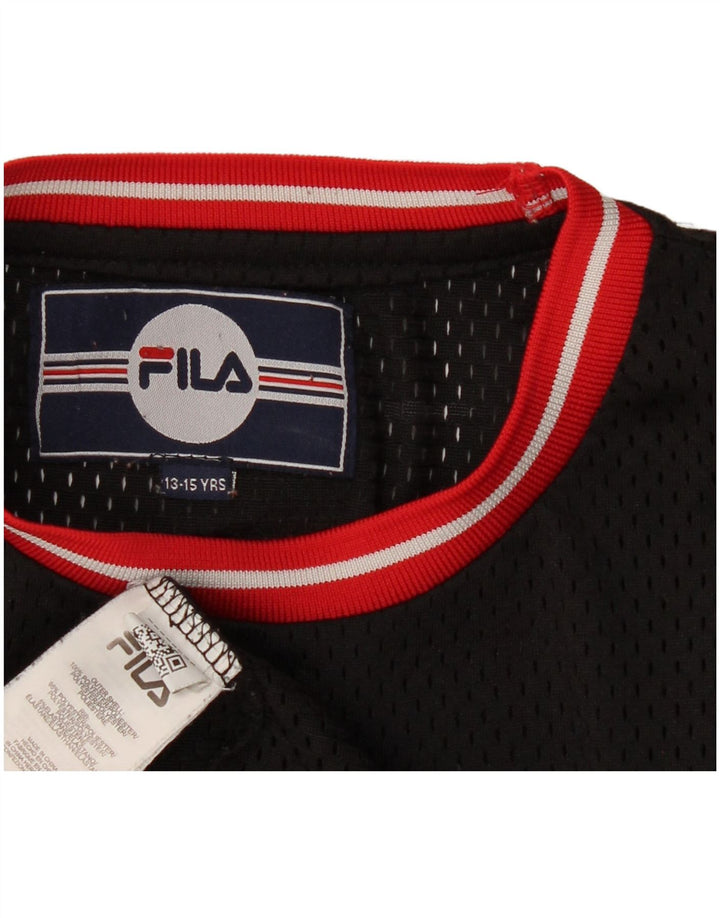 Tricou grafic FILA pentru baieti Top 13-14 ani poliester negru
