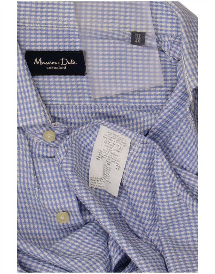 Cămașă Massimo Dutti pentru bărbați, mărimea 40, bumbac cu picior de găin albastru mediu