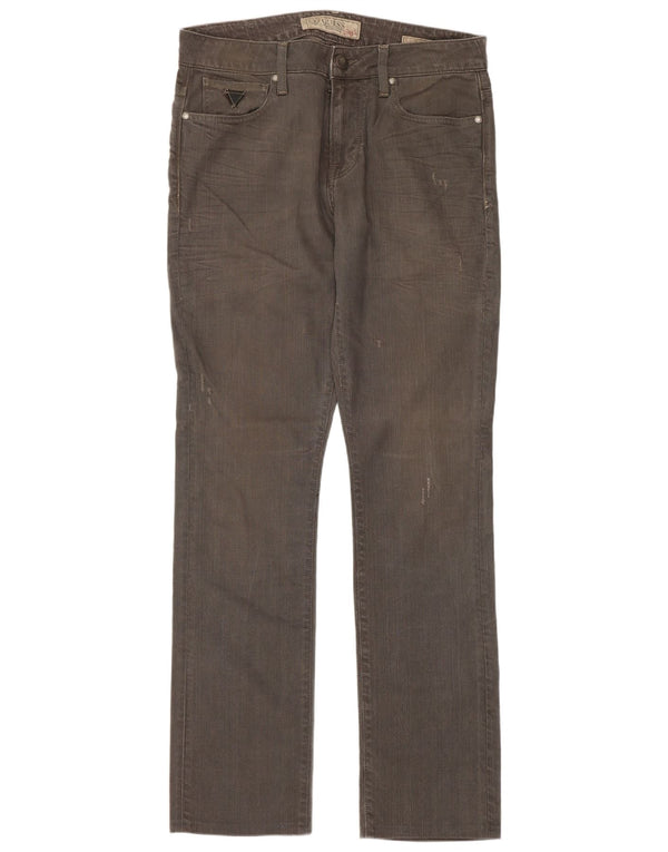 Guess Blugi Distressed drepte pentru bărbați W32 L32 bumbac gri
