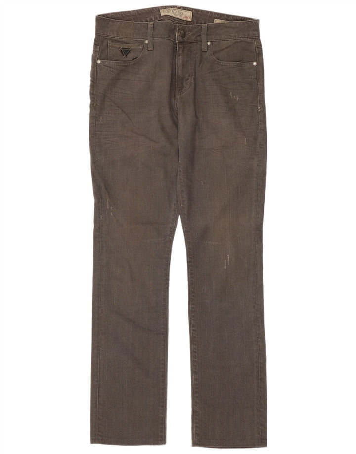 Guess Blugi Distressed drepte pentru bărbați W32 L32 bumbac gri