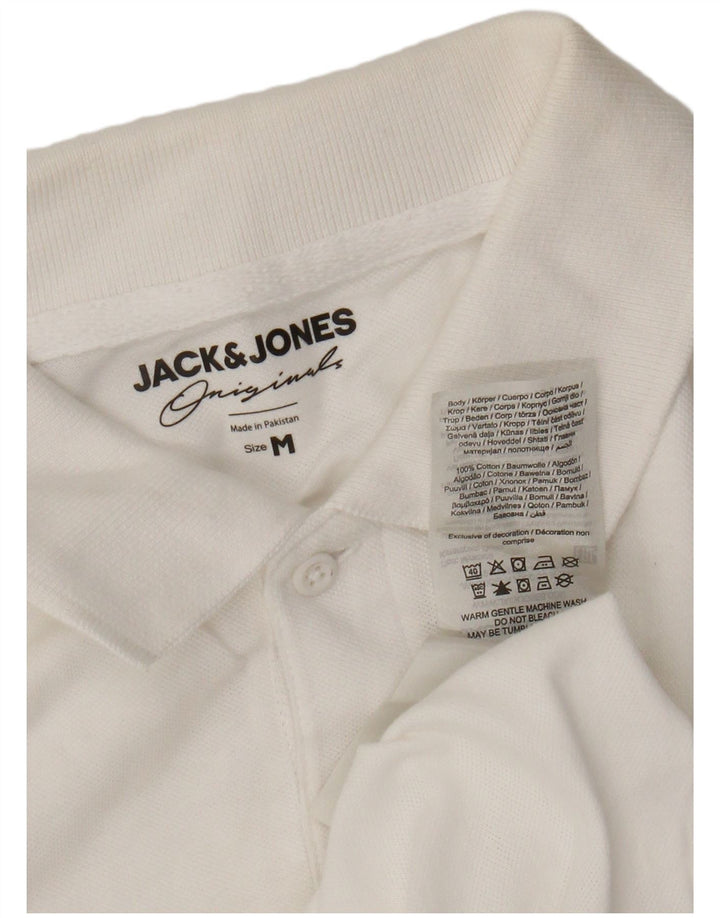 Tricou polo pentru bărbați JACK & JONES, bumbac alb mediu