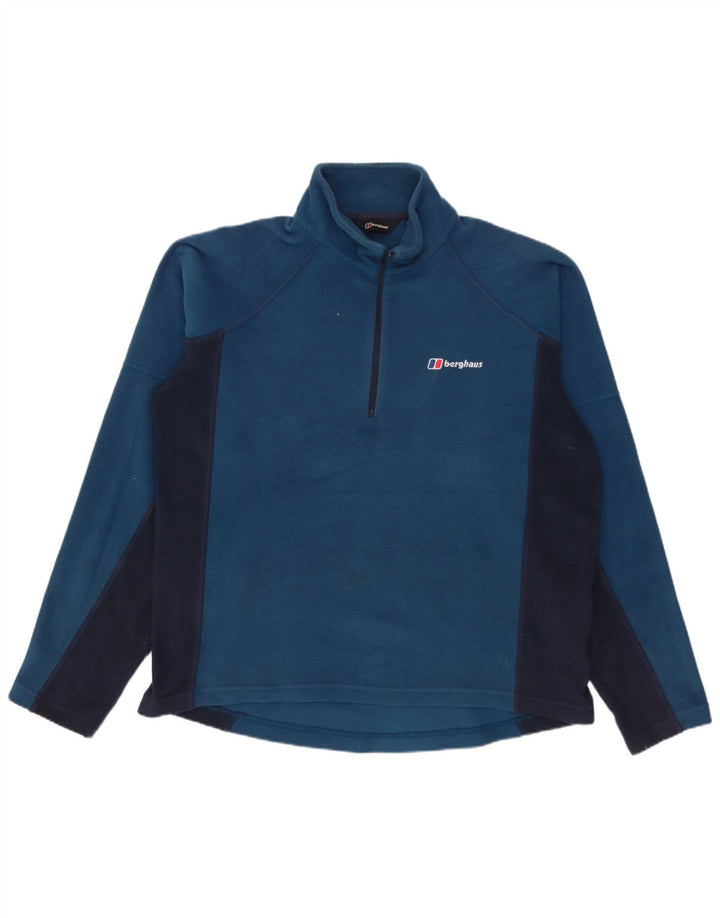 Jumper pentru bărbați Berghaus, din lână, cu fermoar și gât, albastru mediu