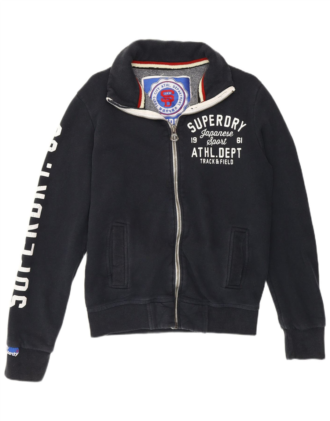SUPERDRY Hanorac grafic pentru bărbați Pulover mic din bumbac bleumarin