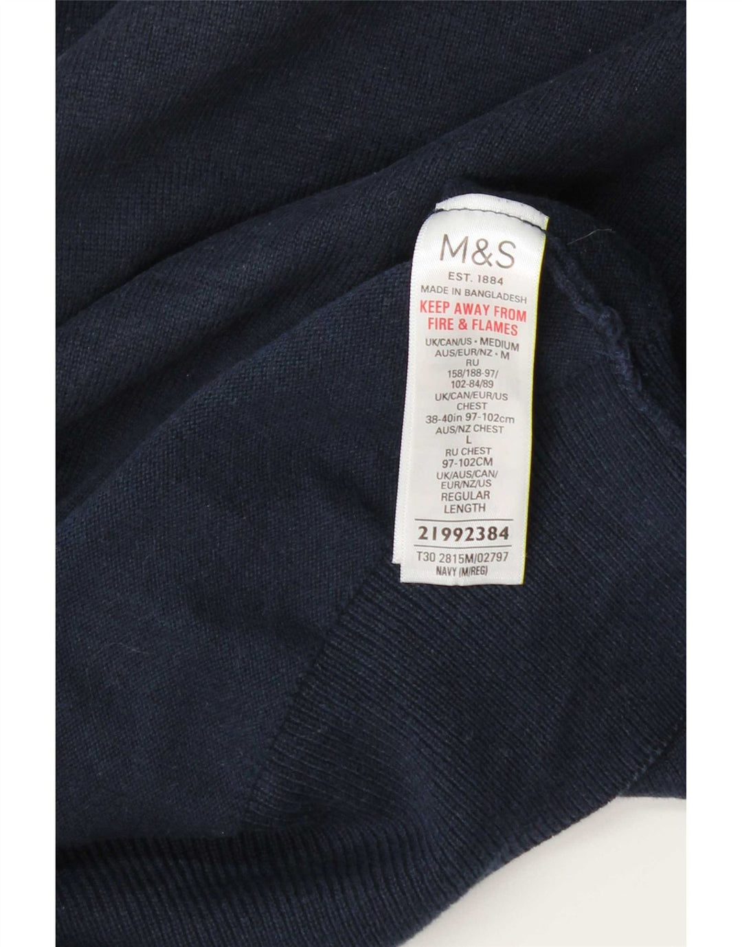 Pulover pentru bărbați Marks & Spencer cu gât crew pulover mediu din bumbac bleumarin