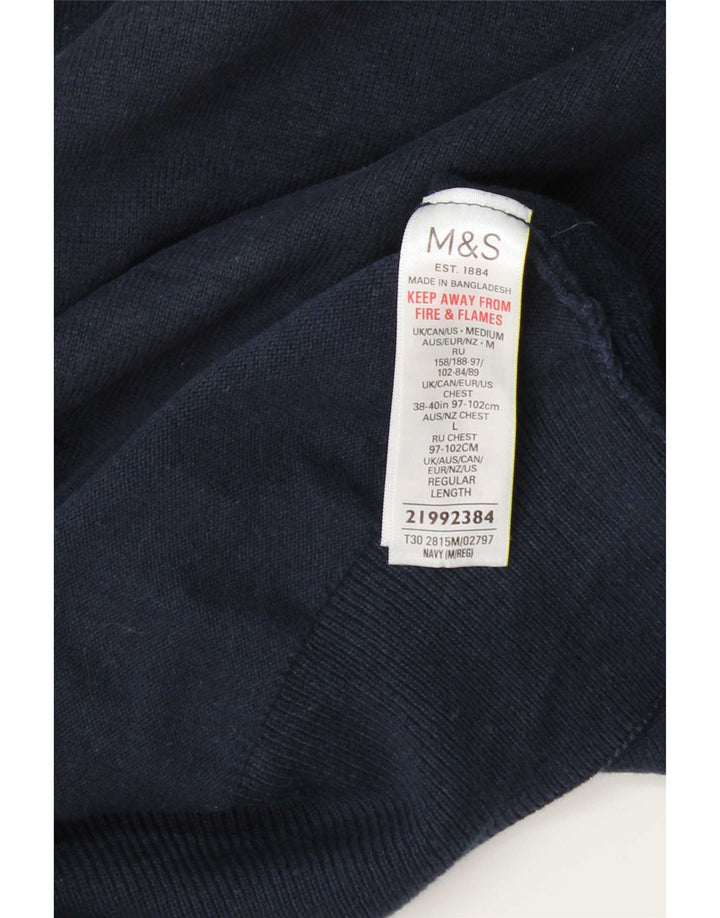 Pulover pentru bărbați Marks & Spencer cu gât crew pulover mediu din bumbac bleumarin