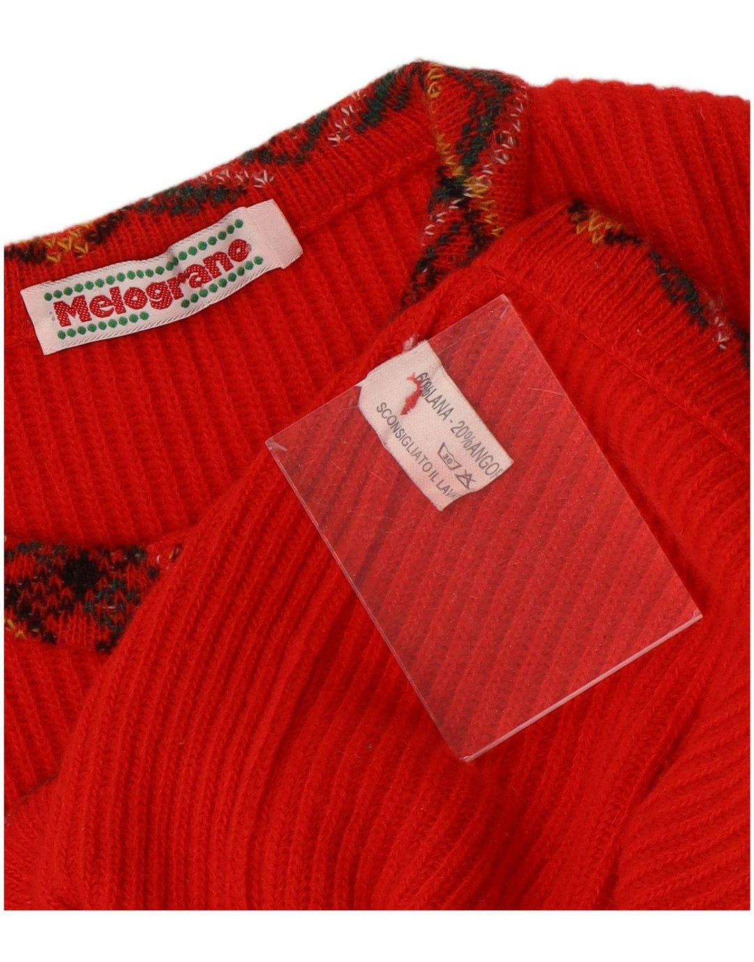 Pulover Cardigan Vintage pentru femei UK 12 Medium Red Argyle/Diamond Wool