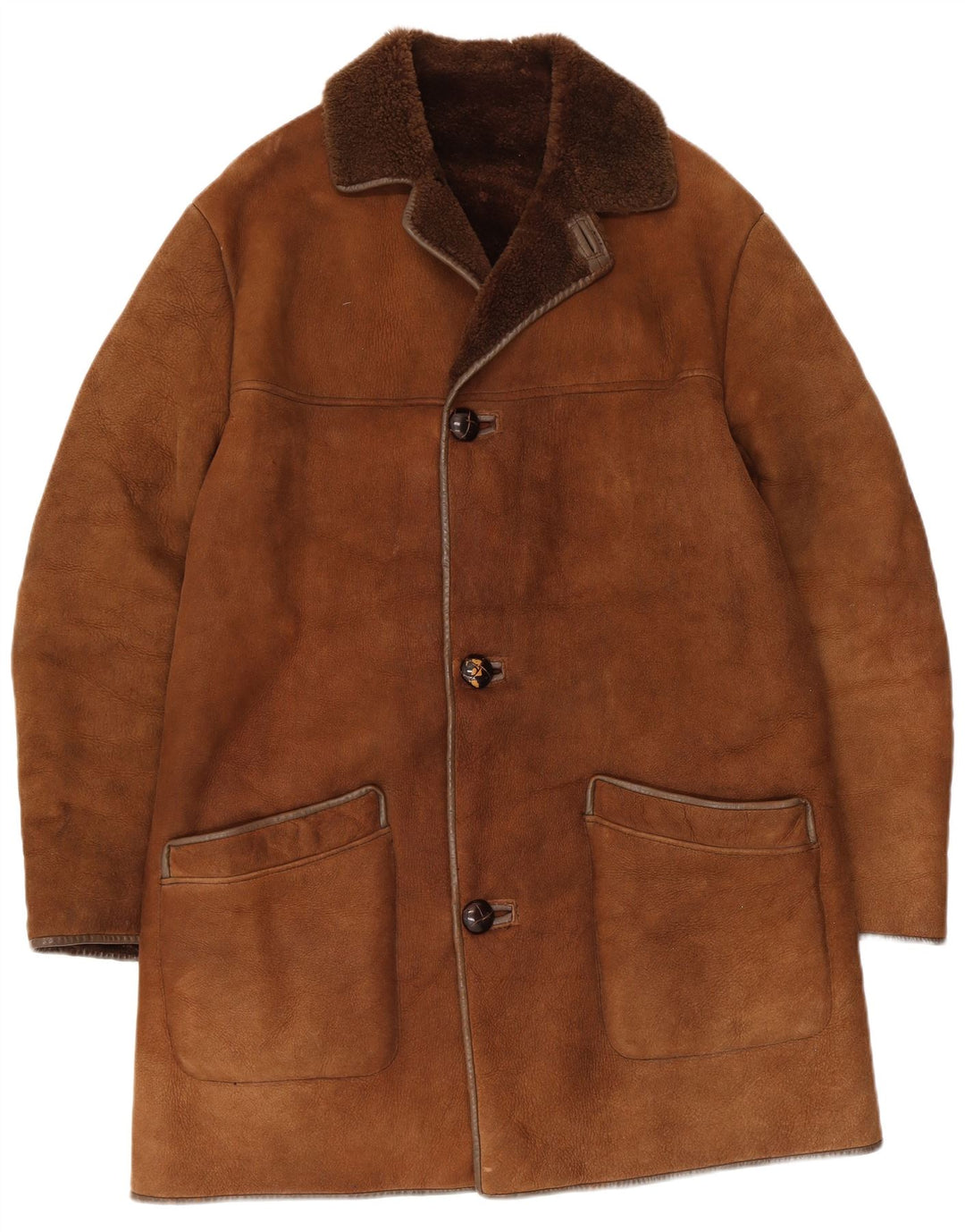 Palton din shearling pentru bărbați Nurseys UK 40, mare, maro, piele