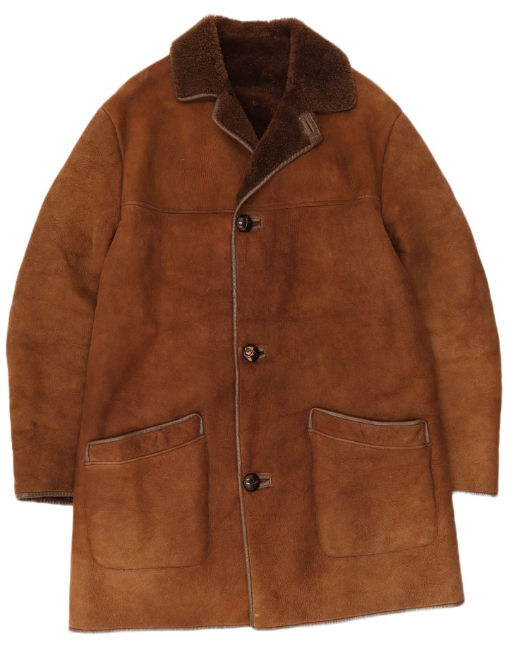 Palton din shearling pentru bărbați Nurseys UK 40, mare, maro, piele