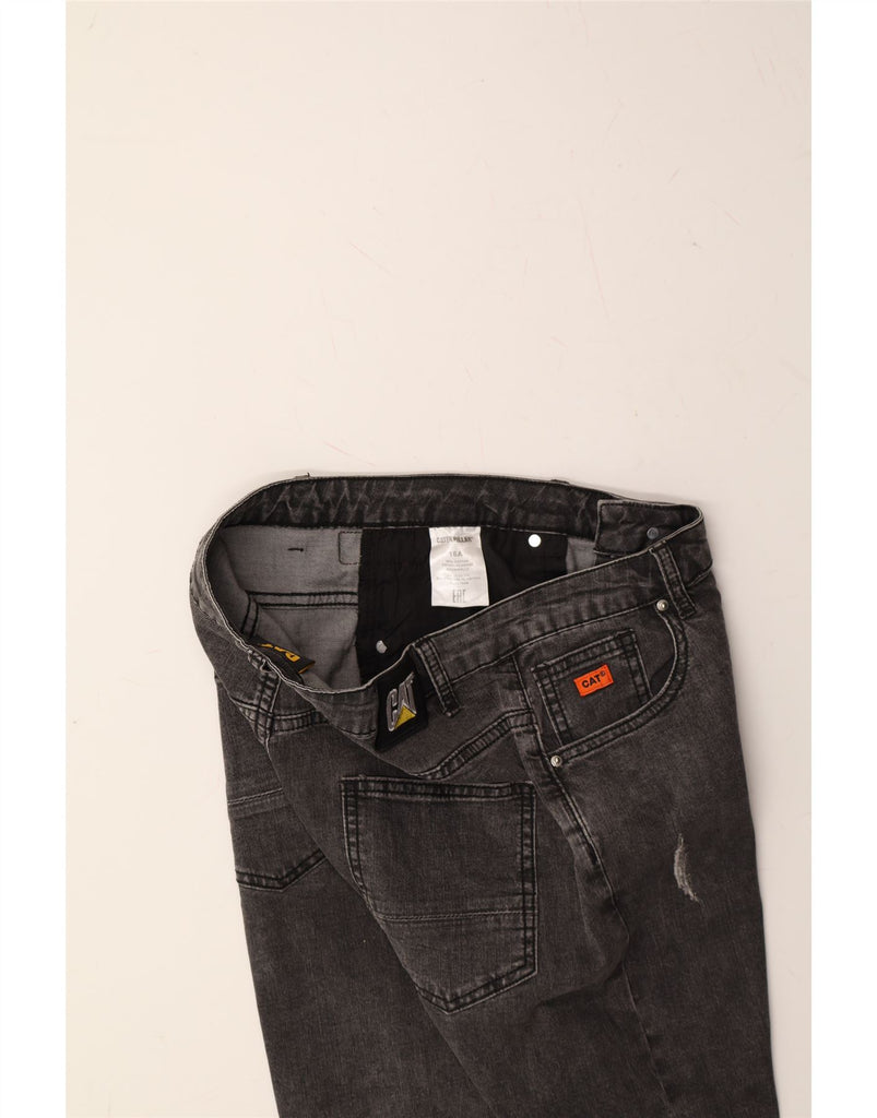 CATERPILLAR Boys Distressed Graphic Denim Shorts 15-16 Years W30 Grey Vintage Caterpillar and Second-Hand Caterpillar from Messina Hembry 