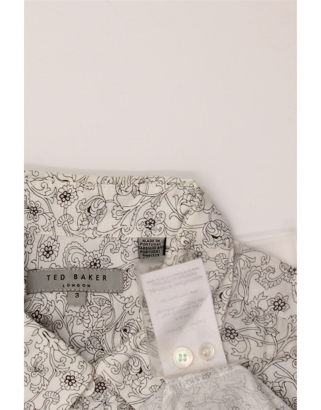 Cămașă pentru bărbați TED BAKER Mărimea 3 Bumbac Floral Alb Mediu