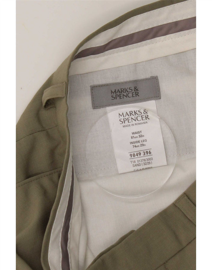 Pantaloni de costum pentru bărbați Marks & Spencer L32 L29 Kaki Poliester