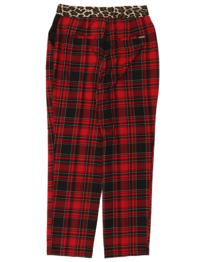Pantaloni chino conici pentru femei GUESS L28 L26 poliester cu carouri roșii
