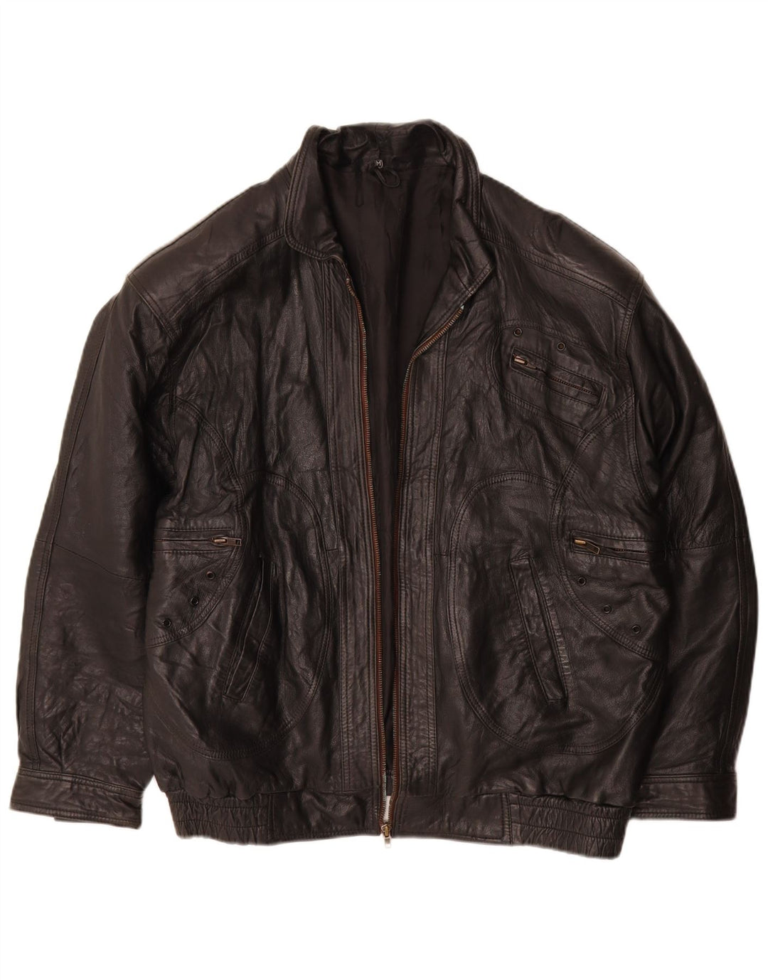 Jachetă de piele vintage pentru bărbați UK 38 Medium Black Leather