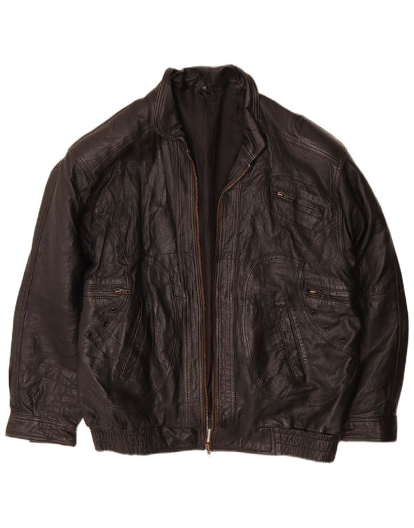 Jachetă de piele vintage pentru bărbați UK 38 Medium Black Leather