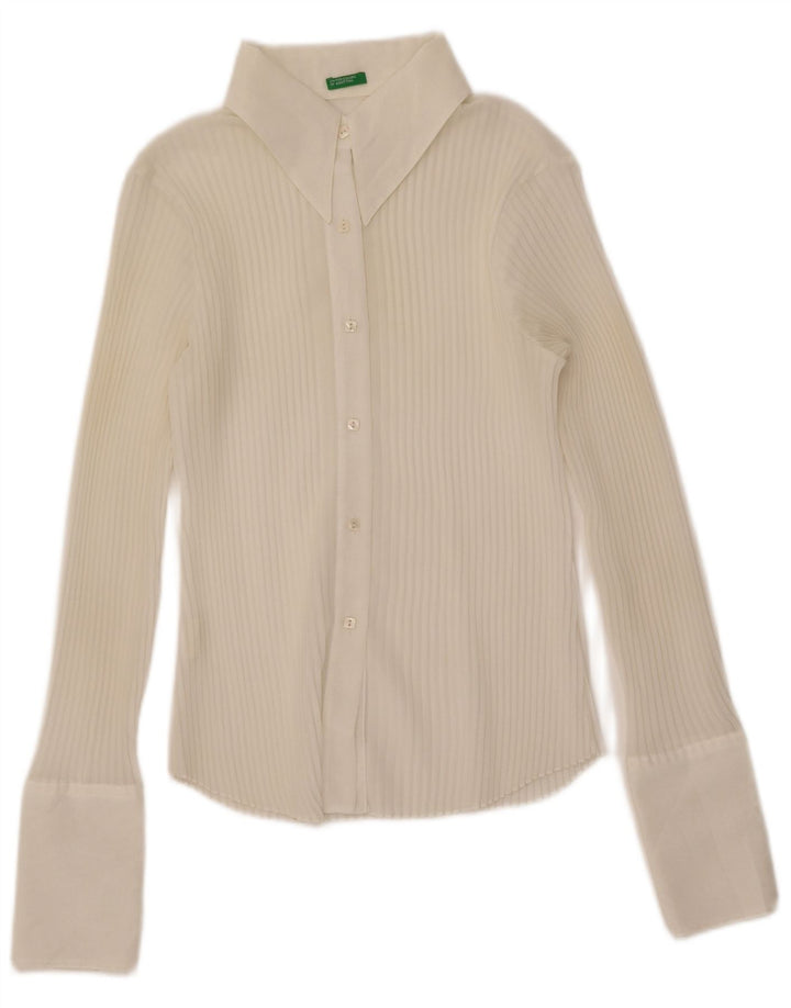 Cămașă supradimensionată Benetton pentru femei, UK 6 XS, poliester alb