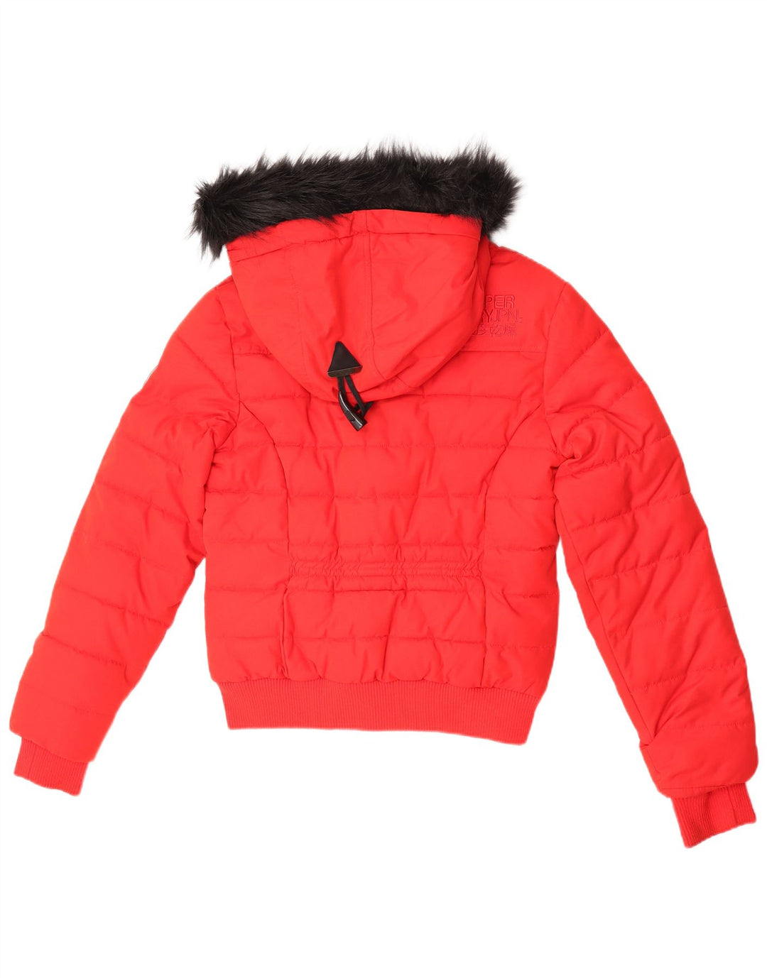 Jachetă căptușită The Toggle Puffer Graphic pentru femei Superdry UK 12 Medium Red