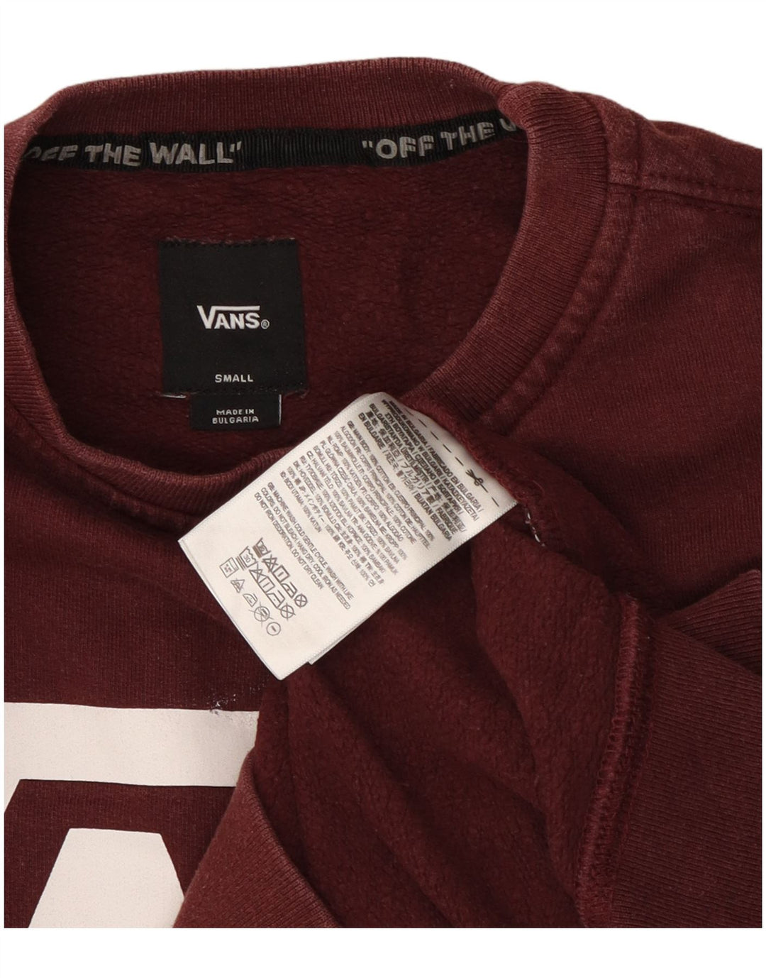Hanorac grafic pentru bărbați Vans Pulover mic din bumbac burgundă