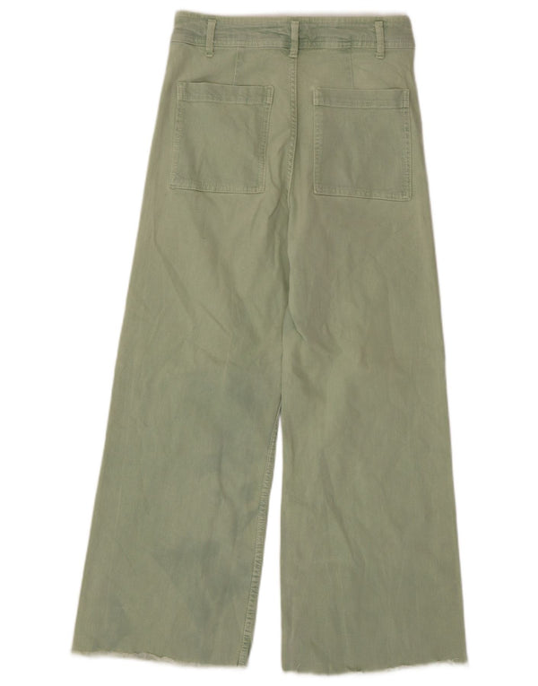 Blugi Zara femei cu talie înaltă cu picioare largi EU 40 Medium W30 L27 Verde