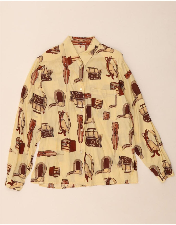 Bluză cămașă supradimensionată pentru femei VINTAGE UK 14 Medium Off White