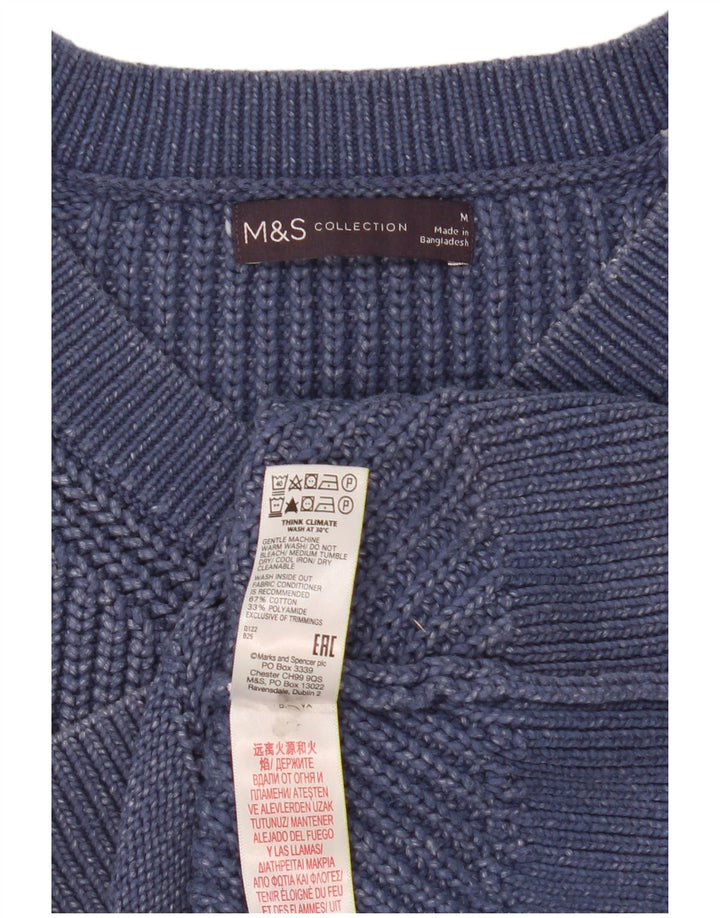 Pulover pentru femei Marks & Spencer, cu decolteu în V, UK 14, bumbac albastru mediu