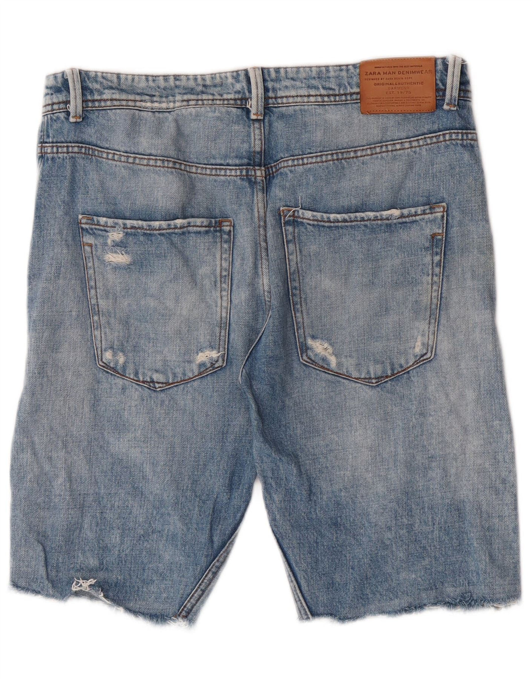 Pantaloni scurți din denim învechit pentru bărbați Zara EU 42 Large W32 Blue