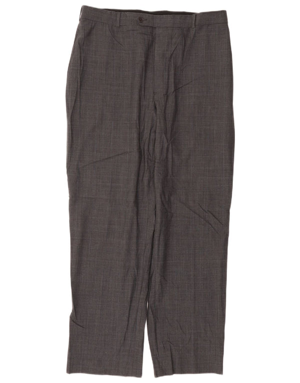 Pantaloni de costum drept bărbați Brooks Brothers 346 W36 L31, lână cu carouri gri