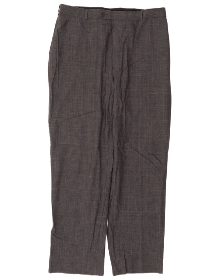 Pantaloni de costum drept bărbați Brooks Brothers 346 W36 L31, lână cu carouri gri