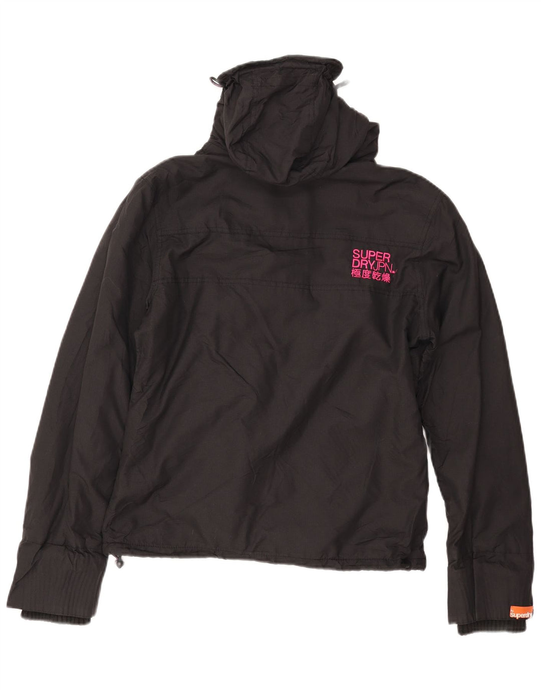 Jachetă Windbreaker pentru femei cu glugă Superdry UK 14 Medium Black Nylon