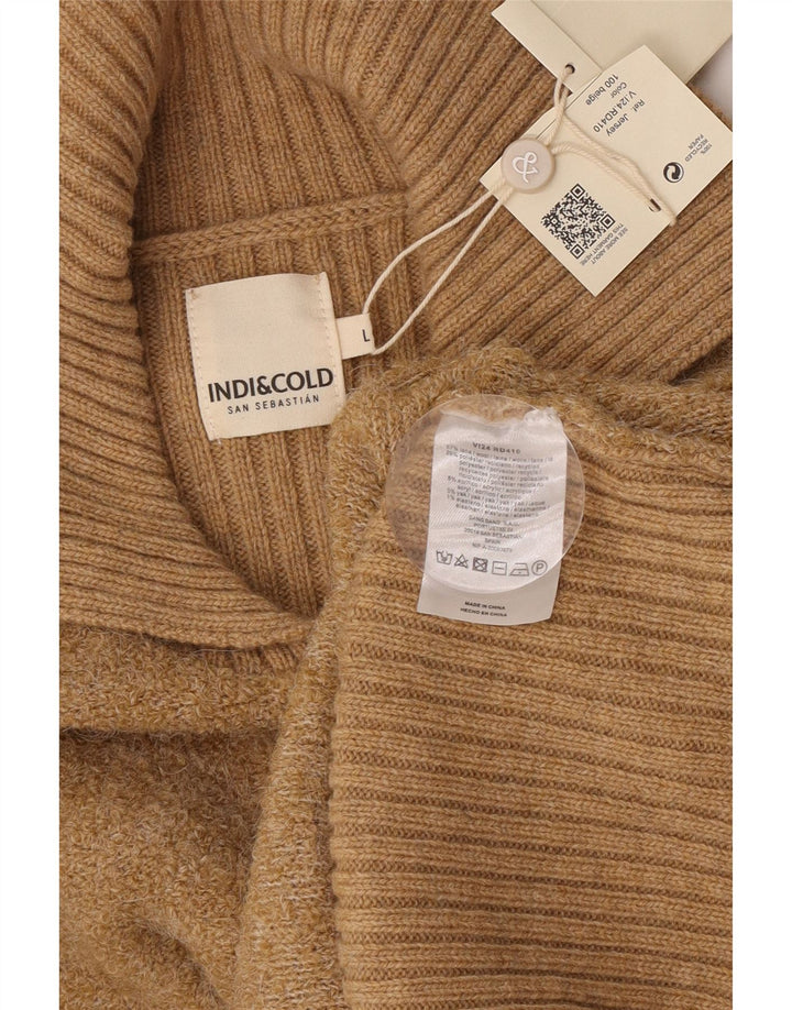 Indi & Cold Pulover pentru femei cu gât polo supradimensionat UK16 Lână mare bej