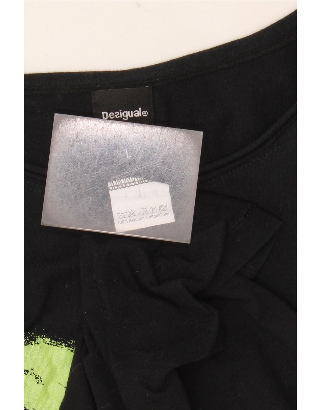 DESIGUAL Top grafic pentru femei cu mânecă lungă UK 14, mare, negru, bumbac