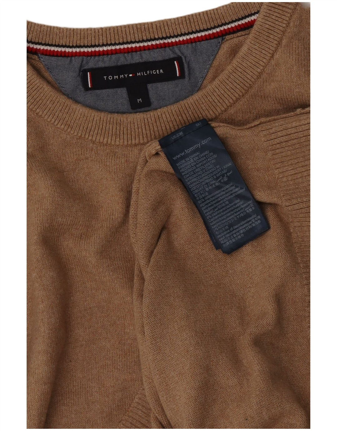 Pulover Tommy Hilfiger pentru bărbați, cu gât crew, bumbac maro mediu