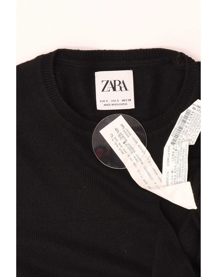Pulover pentru bărbați Zara, cu decolteu, mic, negru, viscoză