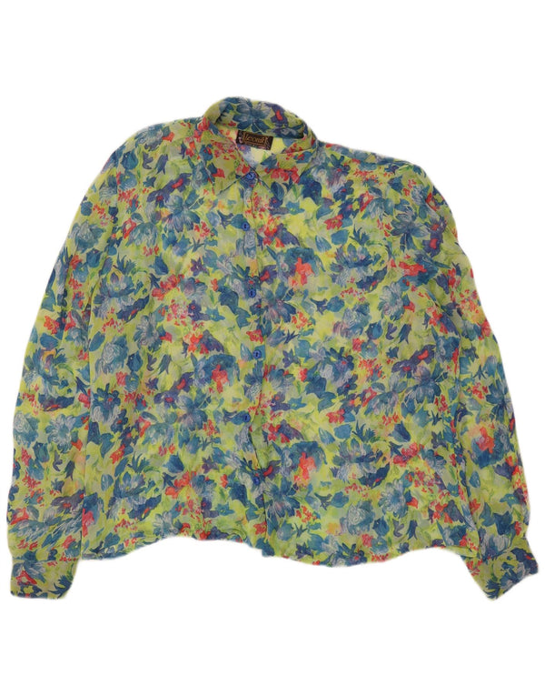 Bluză cămașă transparentă pentru femei Leonik IT 52 2XL, verde, florală
