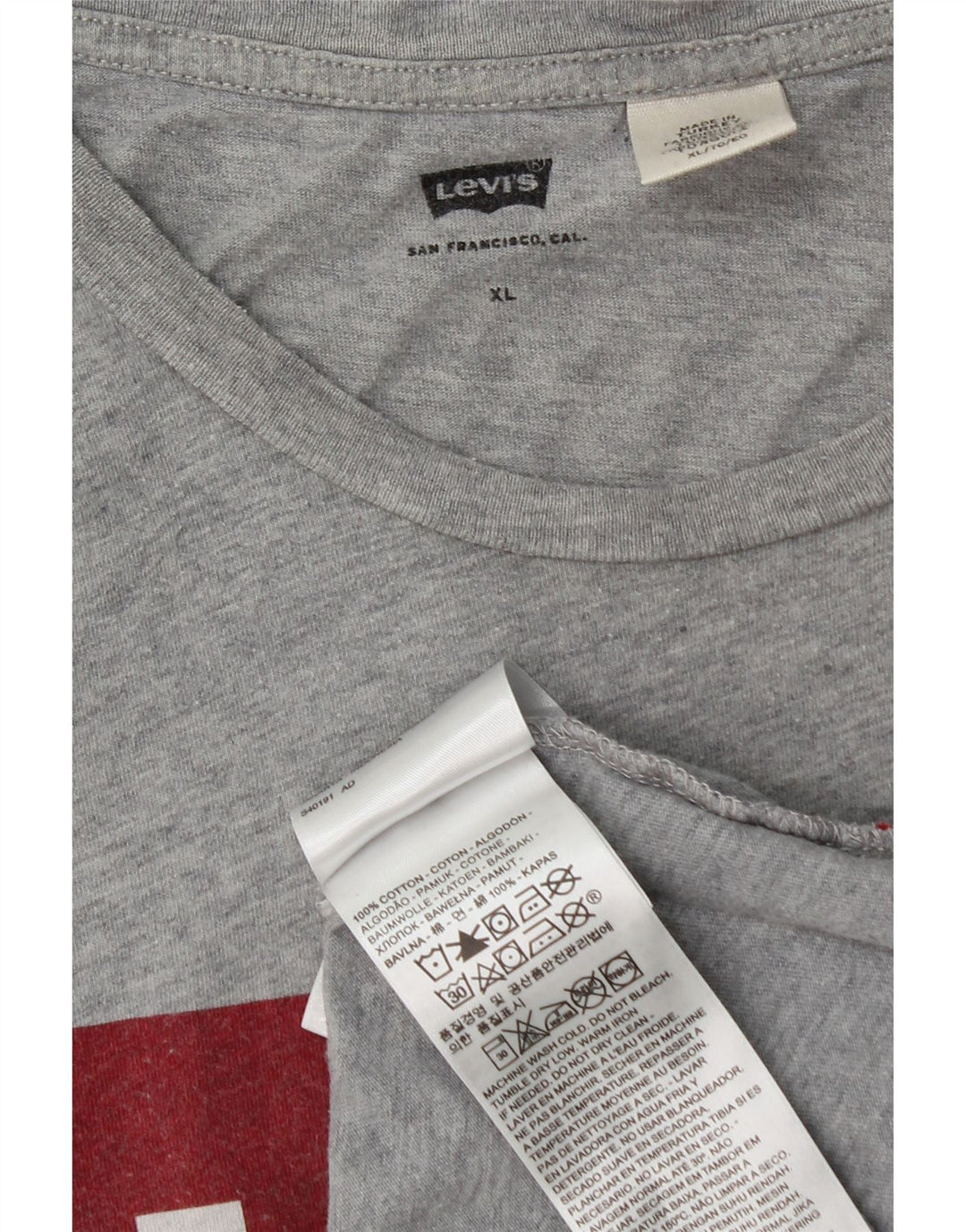 Tricou grafic pentru bărbați Levi's Top XL, bumbac cu pete gri