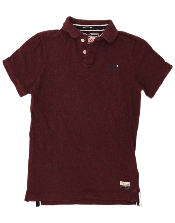 Cămașă polo pentru bărbați Superdry XL, bumbac cu pete burgundy