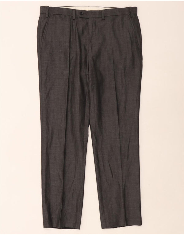 Marks & Spencer Pantaloni de costum drepți croiți pentru bărbați L36 L31 gri check