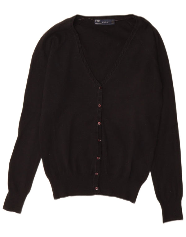 Pulover cardigan pentru femei Zara UK 10 mic bumbac negru