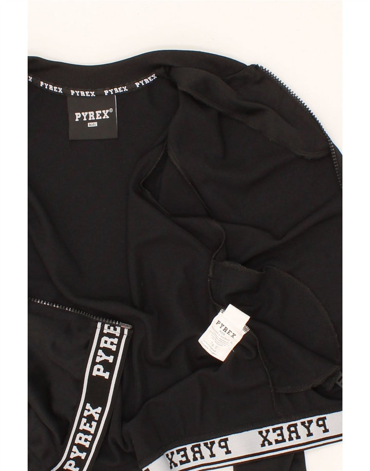 PYREX Girls Graphic Tracksuit Top Jacket 10-11 Years Small Black Polyester Vintage Pyrex and Second-Hand Pyrex from Messina Hembry 