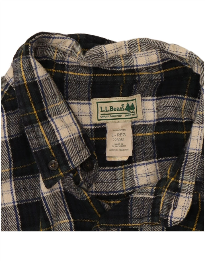 Cămașă de flanel pentru bărbați L.L.BEAN, din bumbac cu carouri, albastru bleumarin