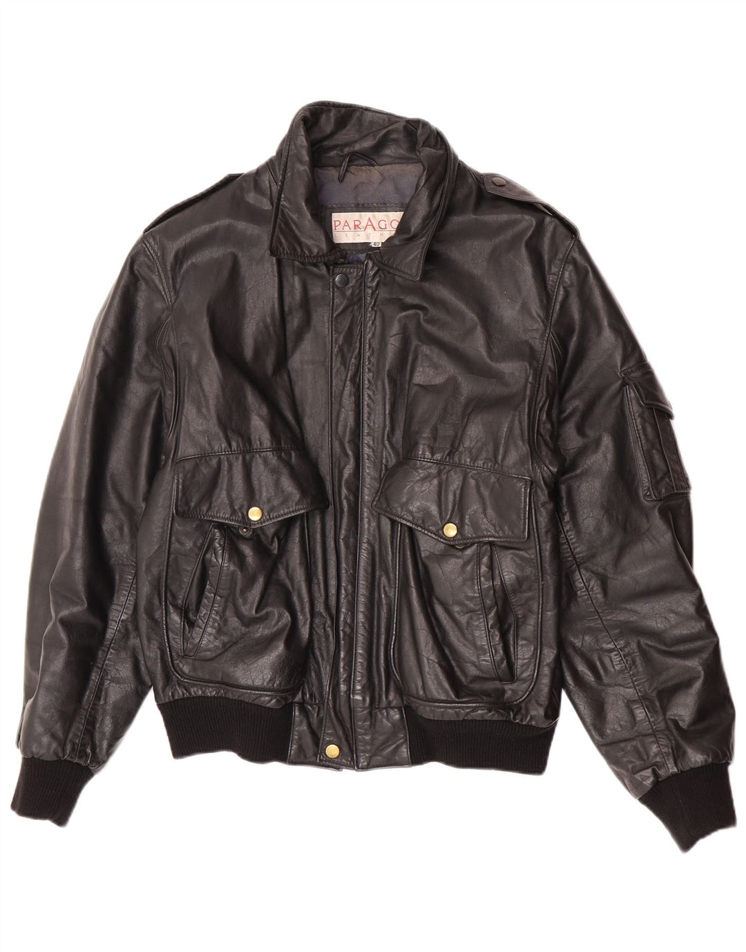 Jachetă militară din piele Paragon pentru bărbați UK 40, mare, neagră