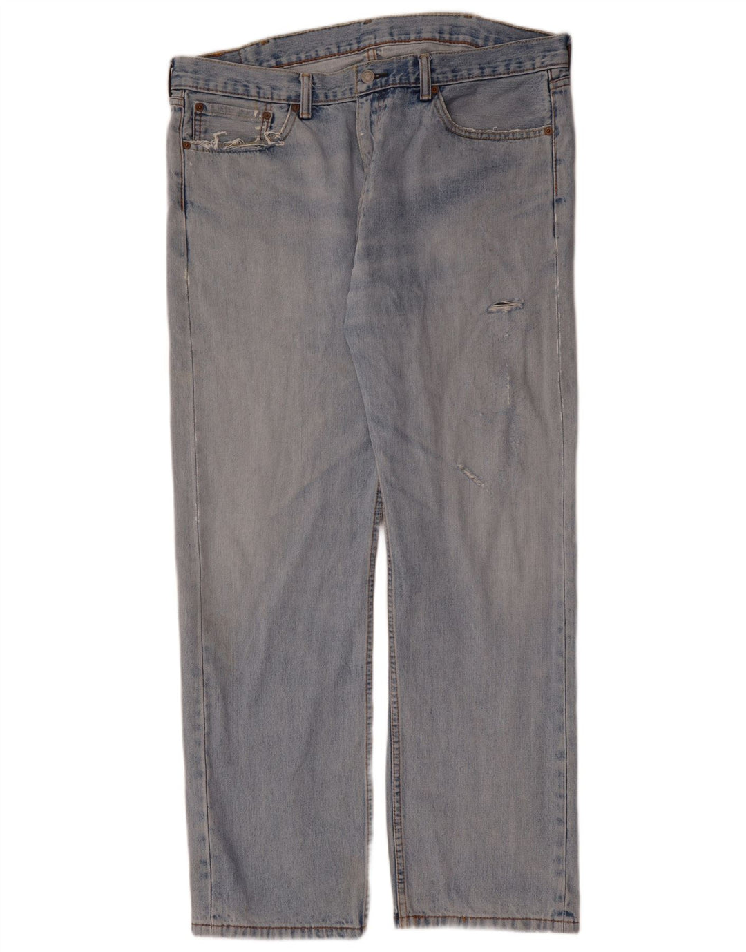 LEVI'S Mens 505 Distressed Straight Jeans W40 L32 Blue Cotton
